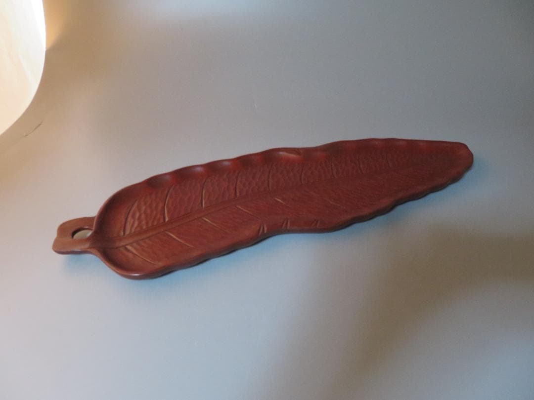 ◆400◆煎茶道具 煎盆 葉盆一文字 芭蕉葉盆(小) 花梨