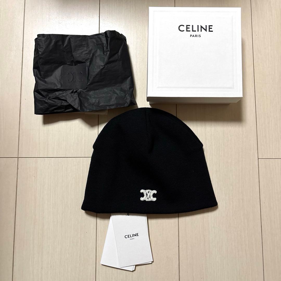 CELINE　ニット帽　ロゴ　トリオンフ　ビーニー