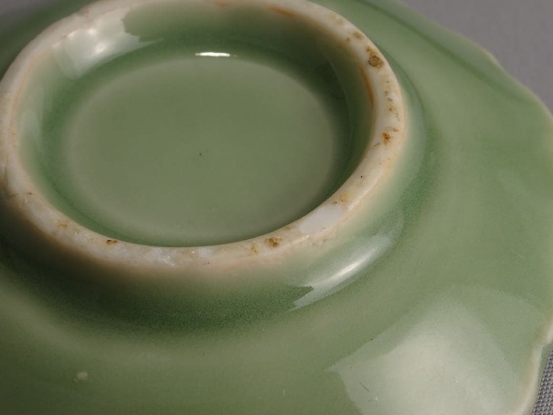 江戸時代　後期　三田青磁　小皿　4点　鹿に猿　菊　亀形　花文　豆皿　コレクション