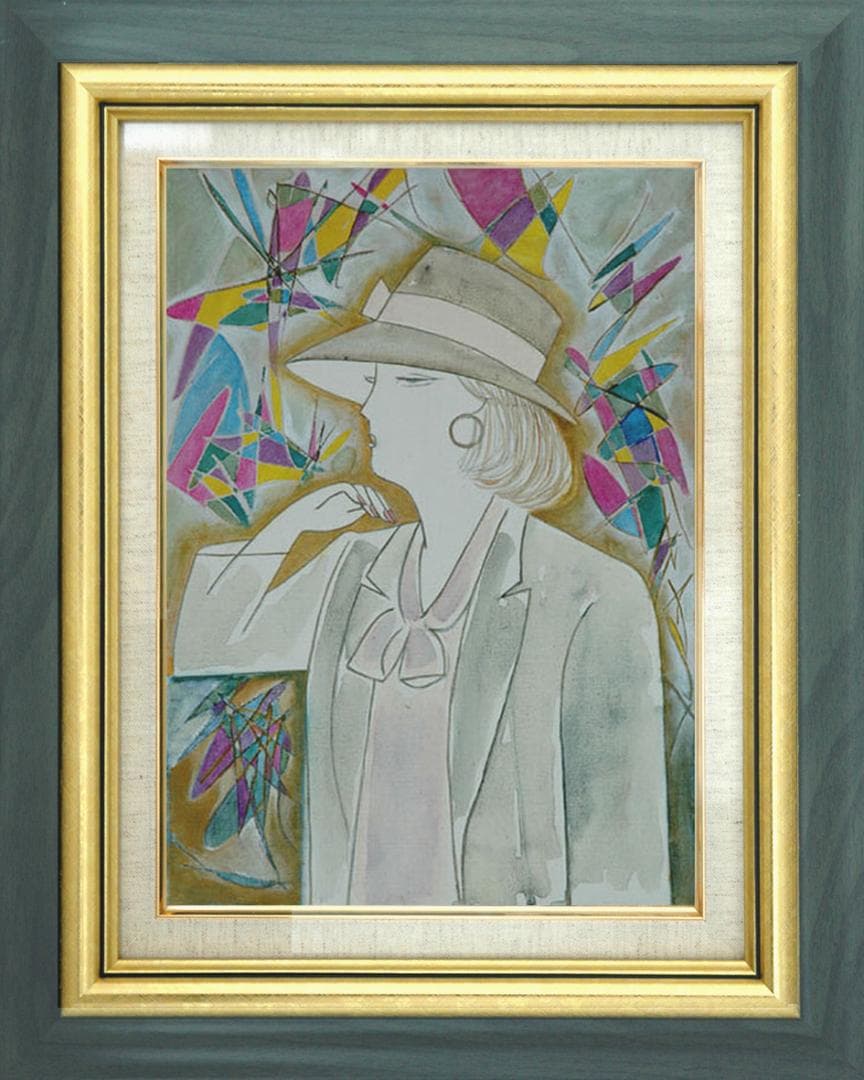 油絵 菅家令子 絵 絵画 インテリア 額付(銀) F4-071412 人物 女性