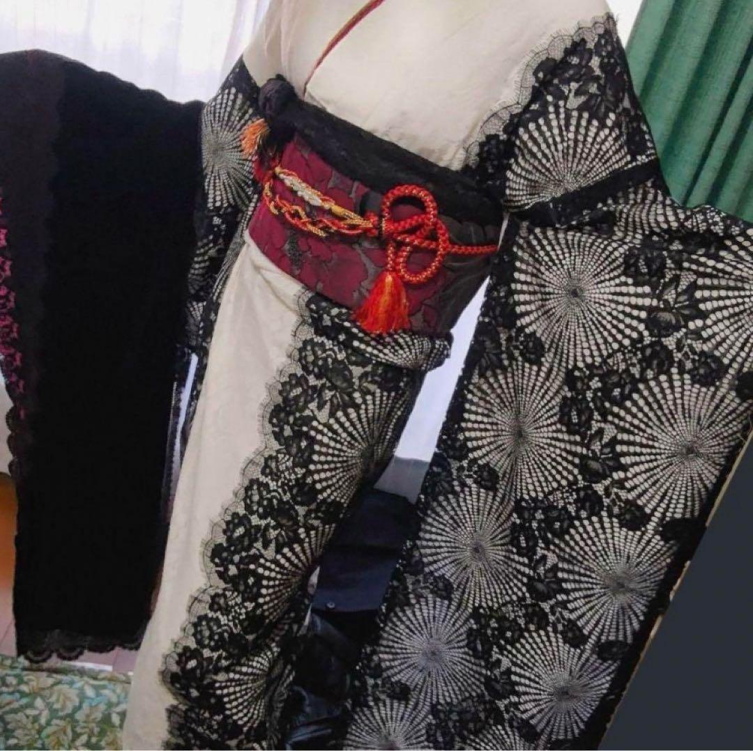 振袖セット　レース振袖　黒　白