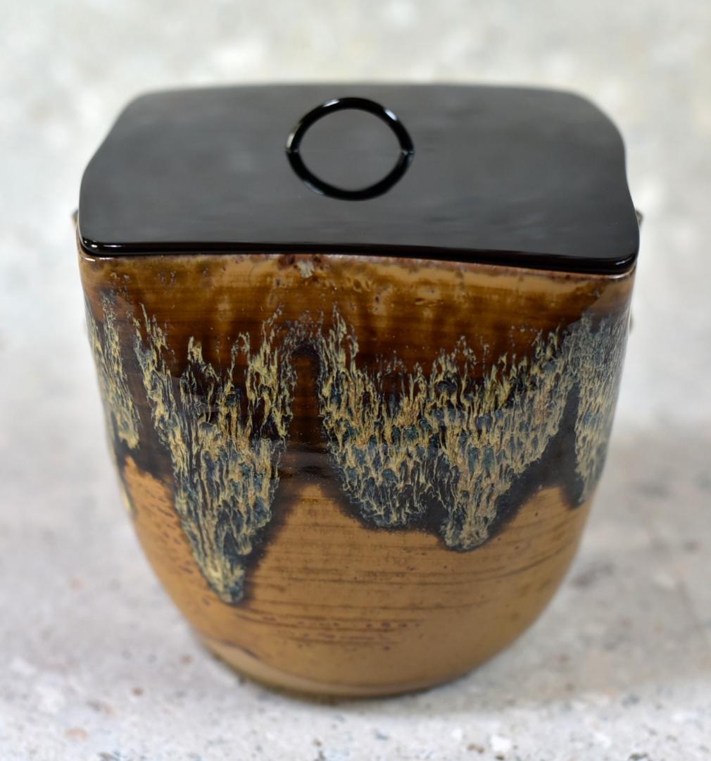 値下げ、十四代赤楽造　高取管耳水指角型　【極上品】水差　お茶道具/共箱