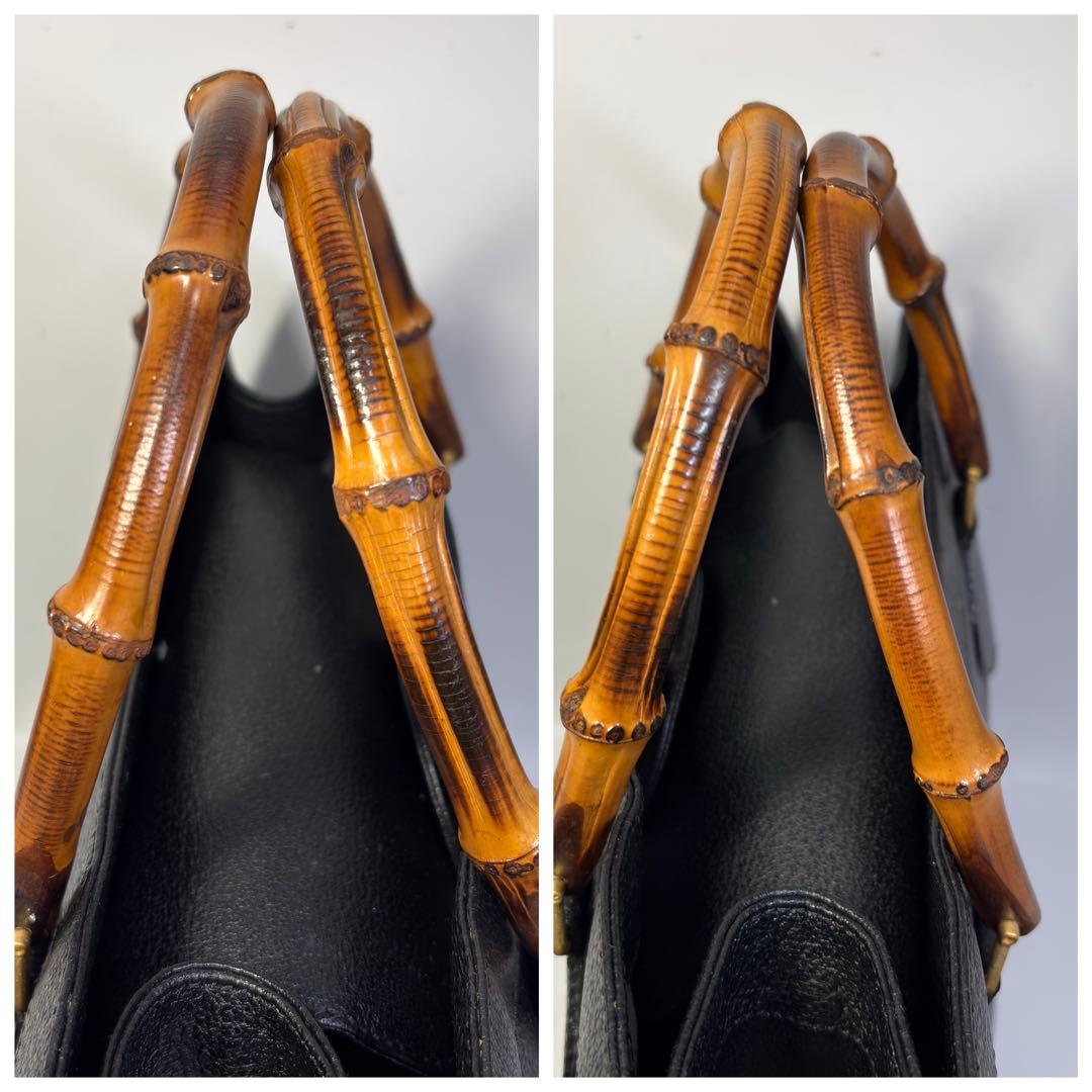 美品GUCCI グッチ バンブー ダイアナ ハンドバッグ レザー　黒 ブラック