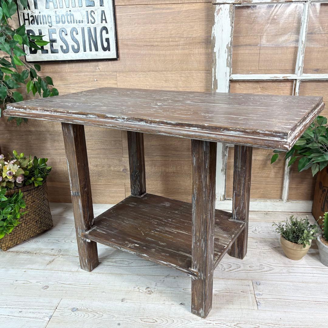 インドネシアアンティークビンテージ年代物テーブル木製ディスプレイ台花台飾台