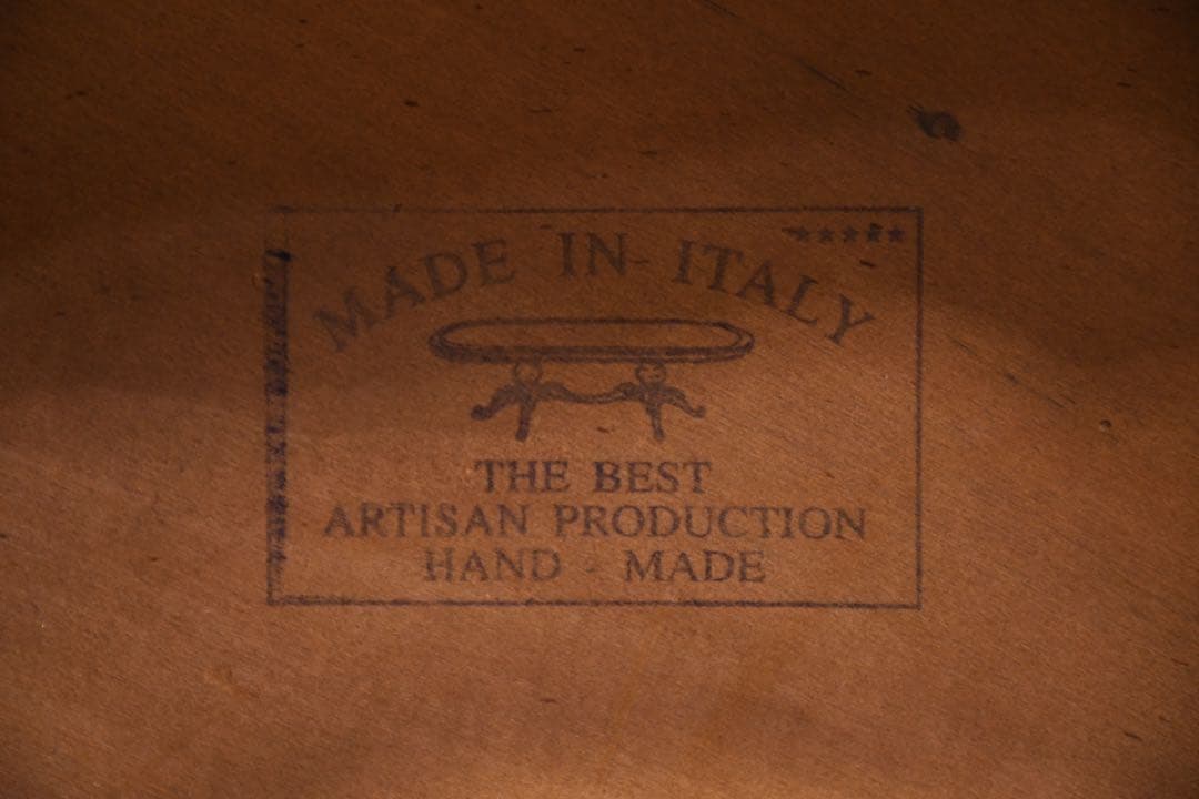 ECK34 イタリア製 猫脚 象嵌 レリーフ カフェテーブル ラウンドテーブル