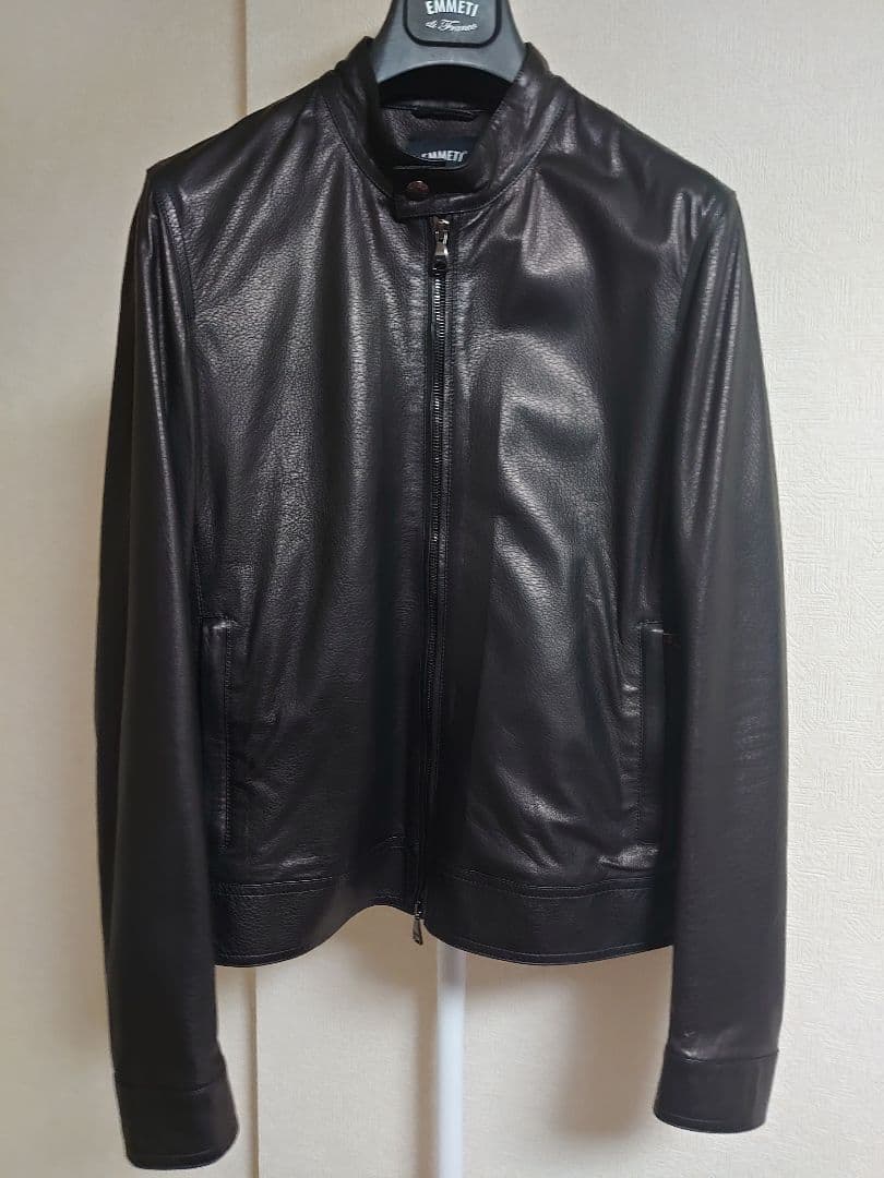 美品 EMMETTI レザーライダース ダークブラウン サイズ46