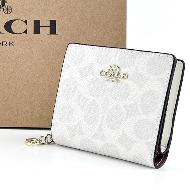 【新品】COACH コーチ 財布 2つ折り ホワイト ゴールド