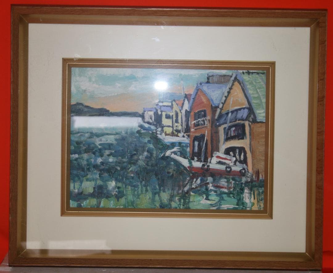 ★伊奈三知夫★油絵★日展光風会★江南市美術協会会員★Ｆ４号★丹後半島伊根町の舟屋