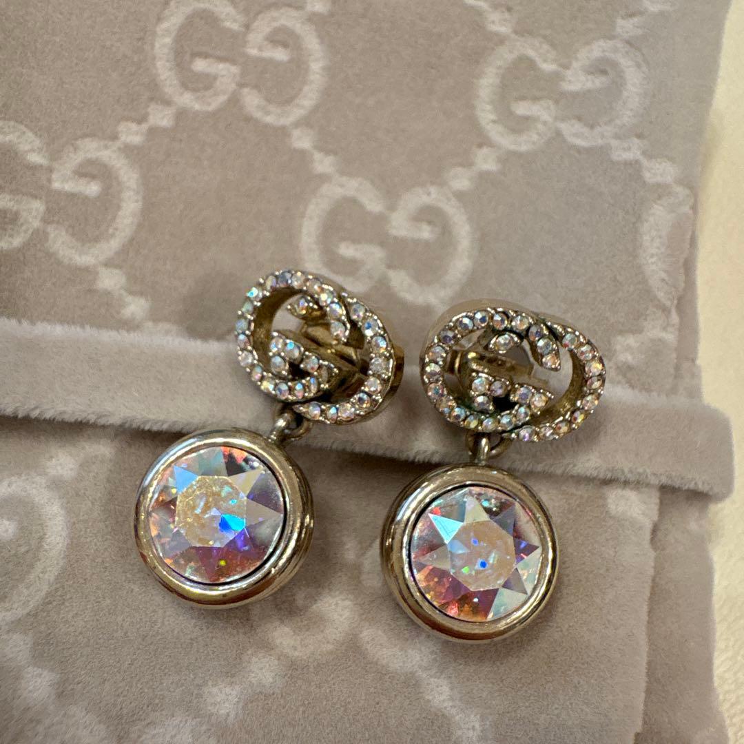 GUCCI クリスタル付きピアス オーロラカラー