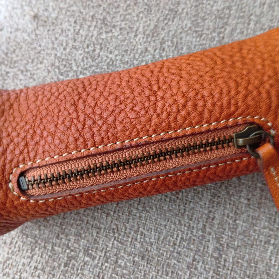 土屋鞄 トーンオイルヌメ革　シボ凸凹のドラム型ペンケース