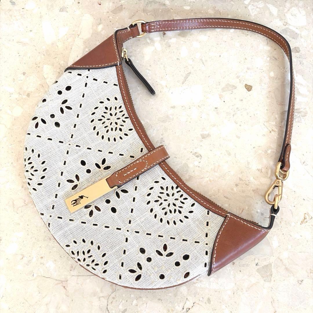 【ポロラルフローレン】美品✨リネン混 ID アイレット ワンショルダーバッグ