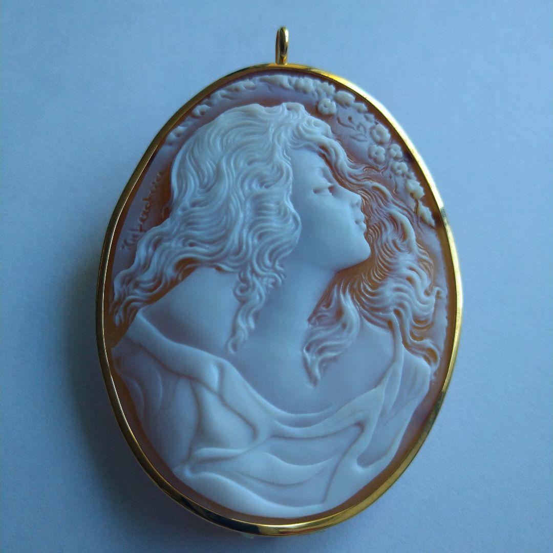 Ali✤作家ものシェルカメオ✤18K『風にふかれて』2ways