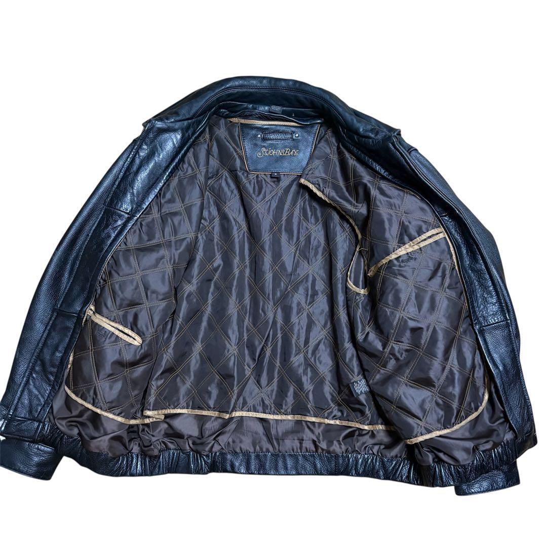 90's ST JOHN'S BAY レザースウィングトップ ライナー付 黒 M