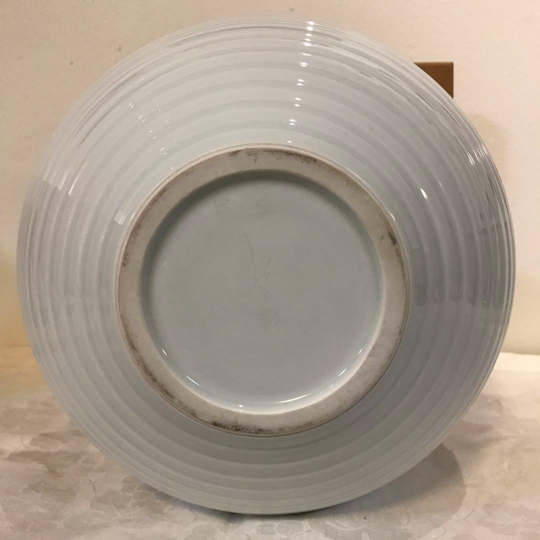 日展作家　松尾博之氏の「白磁線紋　花瓶」共箱入り良品