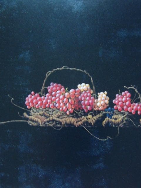 百瀬郷志、【葡萄】、希少な画集画、新品高級額・額装付、状態良好