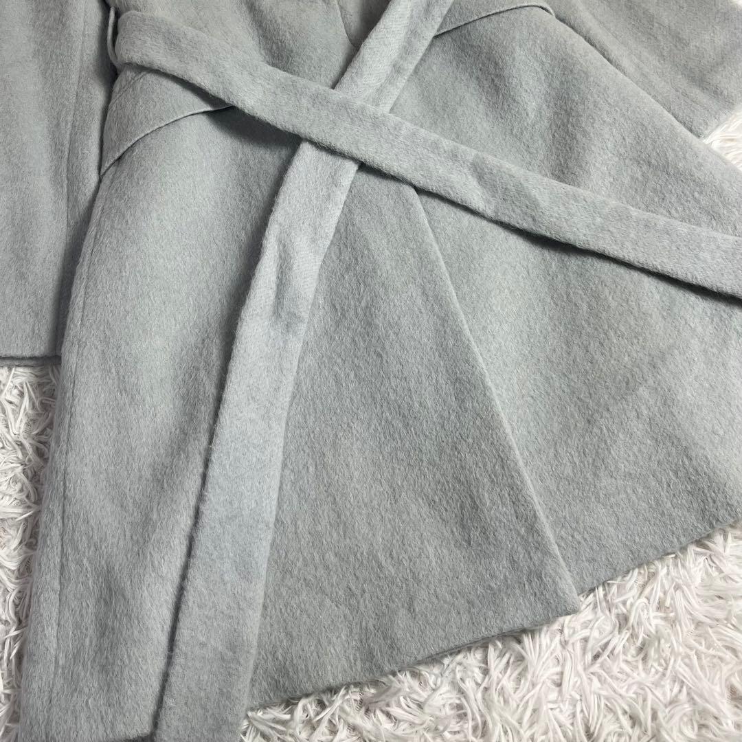 大きいサイズ アンタイトル アルパカ混 ベルテッド チェスターコート グレー 4