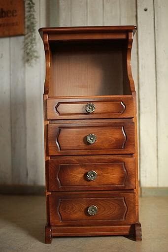 カリモク家具　コロニアル　電話台　小引き出し4段　飾り台　花台　ヴィンテージ家具