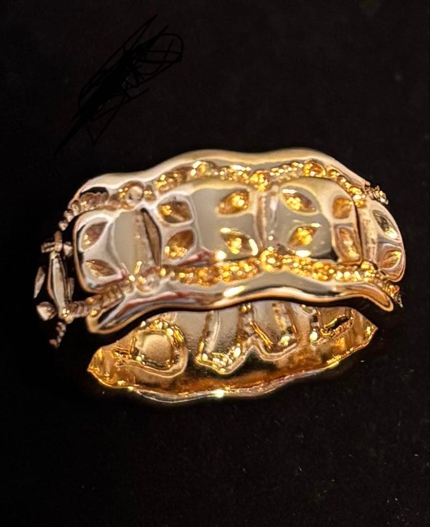 ビルウォールレザー ミニクロス リング シルバー SV925 × K18(PG)