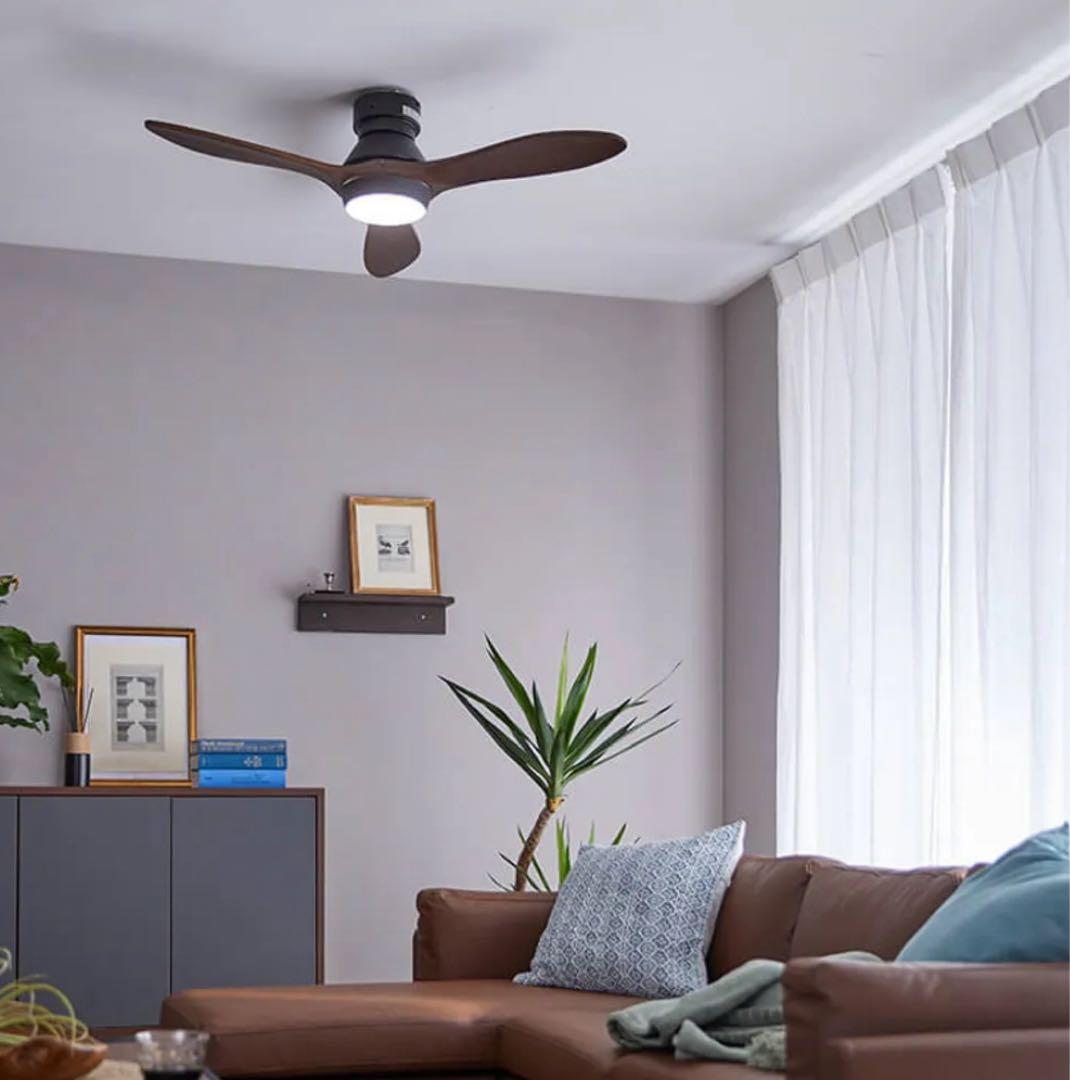 【LOWYA】LED薄型シーリングファンライト 調光・調色機能&風量調節機能付