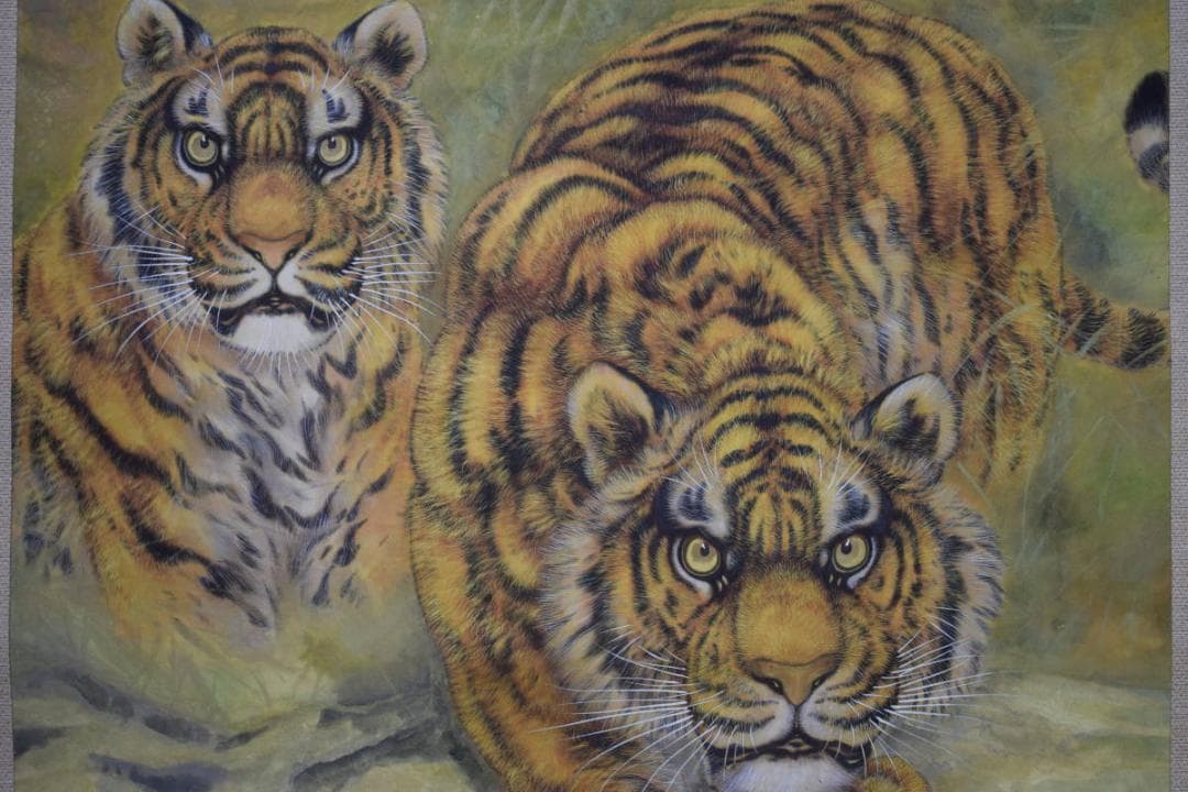 真作/吉田翠鳳/猛虎図/桐共二重箱付/布袋屋掛軸HF-407