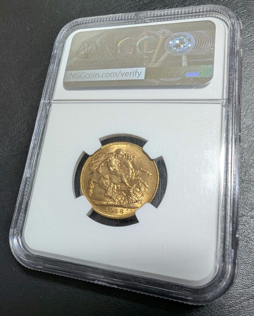 【MS64】1918年 英領インド ジョージ5世 1ポンド ソブリン金貨