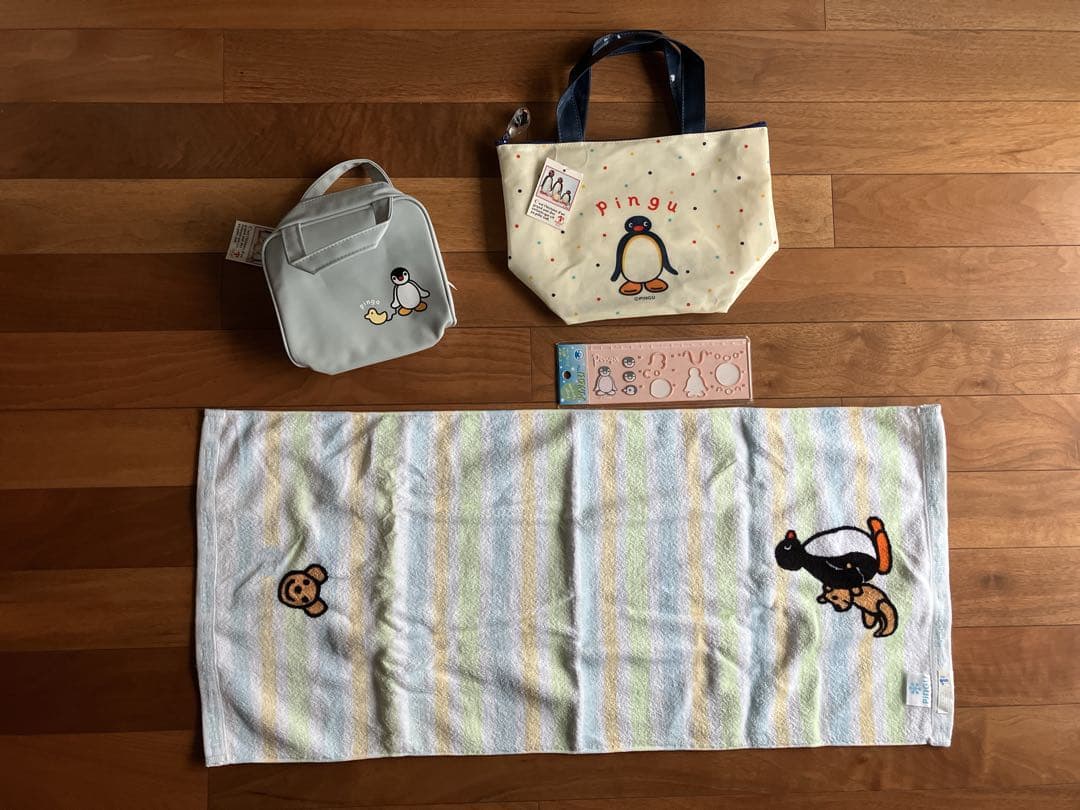 レア品　日本製　ピングー　ランチバッグ　コスメポーチ　タオル　定規