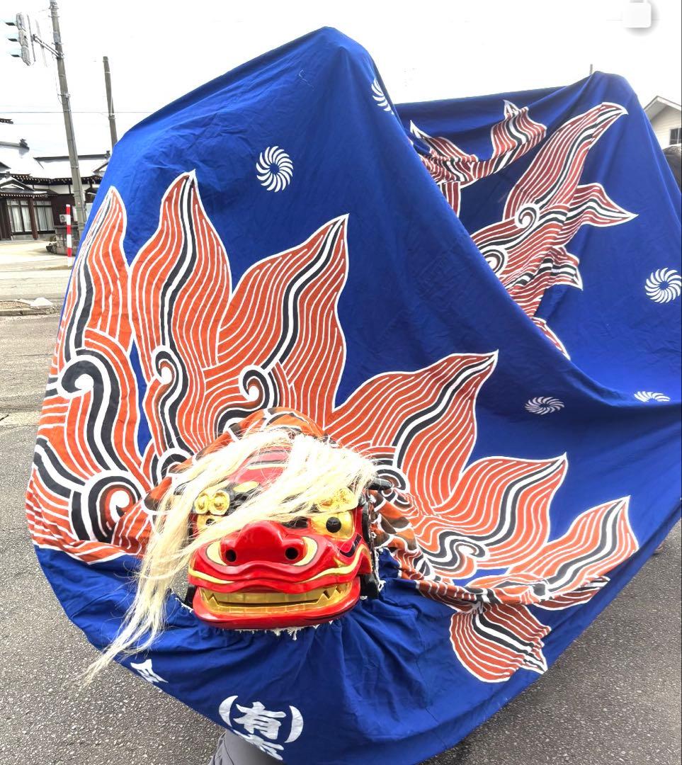 C- 1074▲獅子舞　獅子頭　美品　全長333cm