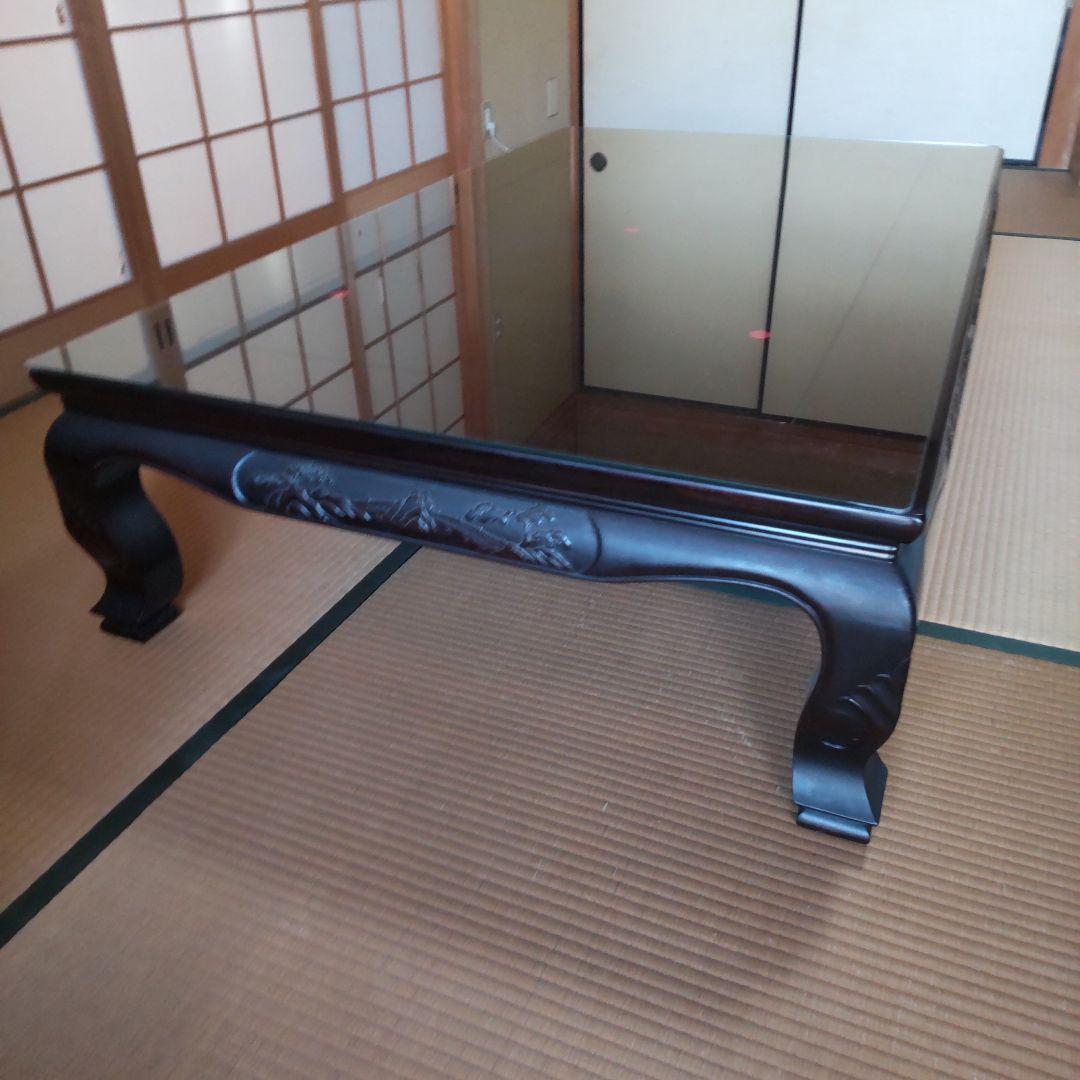 黒檀彫刻座卓テーブル