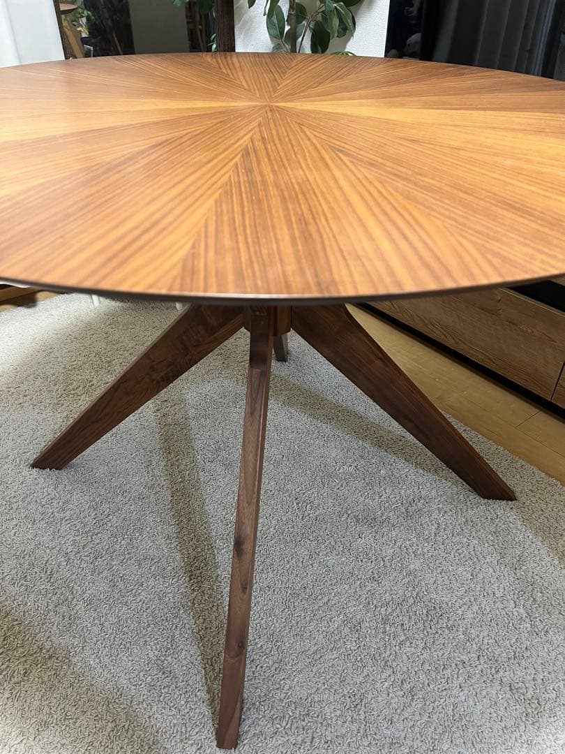 【Aruyon】木製ダイニングテーブル 円形 110cm