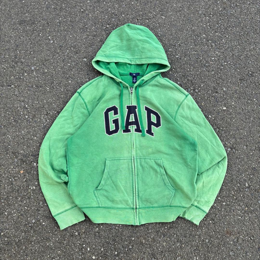 00s oldgap 鬼フェード 黄緑 ジップパーカー ロゴドン 雰囲気 シティ