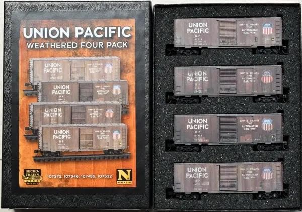 新品未使用40ftボックスカー　UP ウエザリング仕様　４両セット