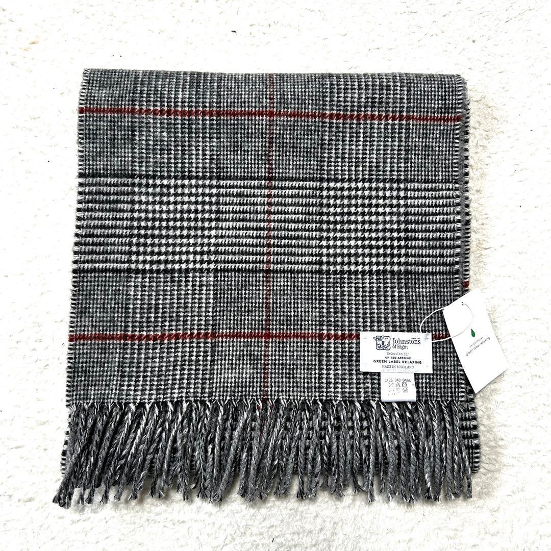 Johnstons of Elgin マフラー ストール グレンチェック グレー