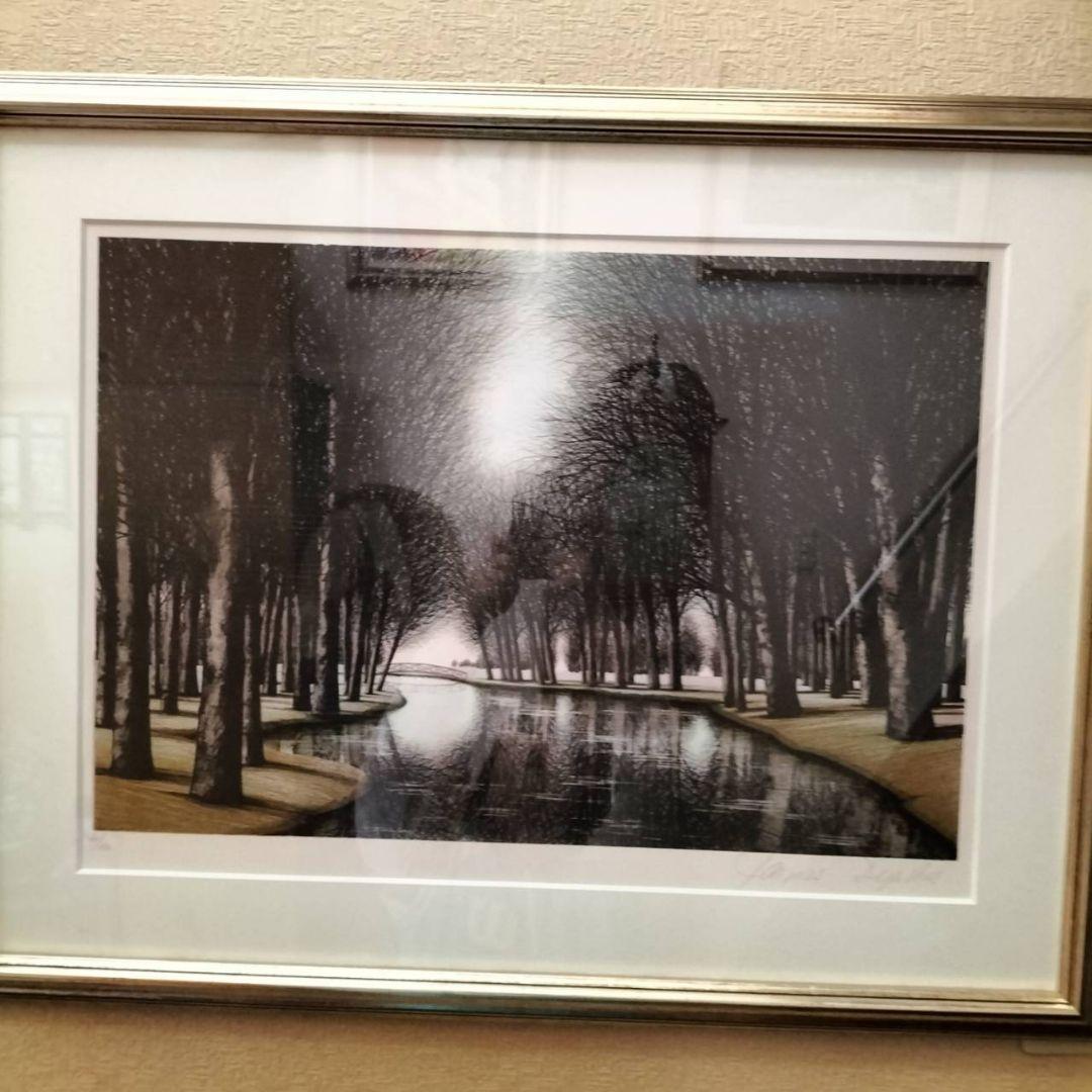 ジャック・デペルト　リトグラフ　橋の見える風景