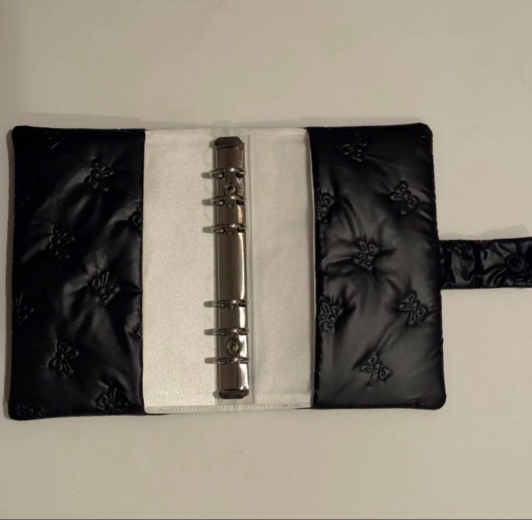 バインダーカバー　ブラック　リボン　A6 韓国　貯金