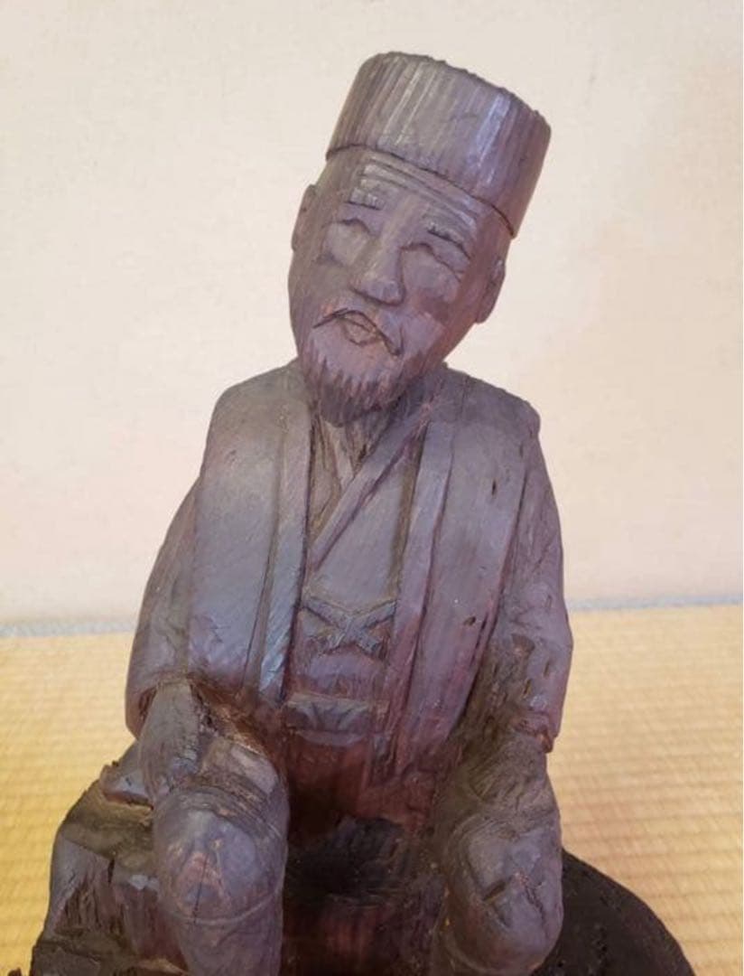 伝統的な木製彫刻 男性像 旅人約37センチ