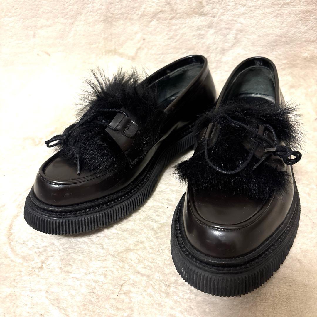 激レア⭐️ADIEU ファー レザー ローファー　革靴　ダークブラウン　42