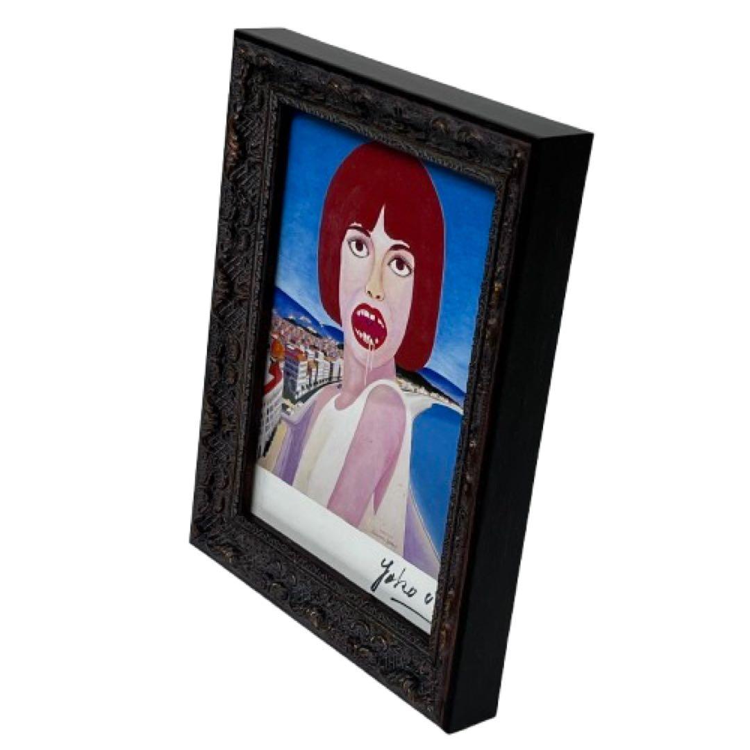 直筆サイン入り！横尾忠則ピンクガールズ「よだれ」ポストカード mi084