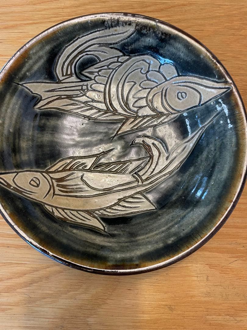 金城次郎 壺屋時代 魚紋皿／直径22cm 民藝