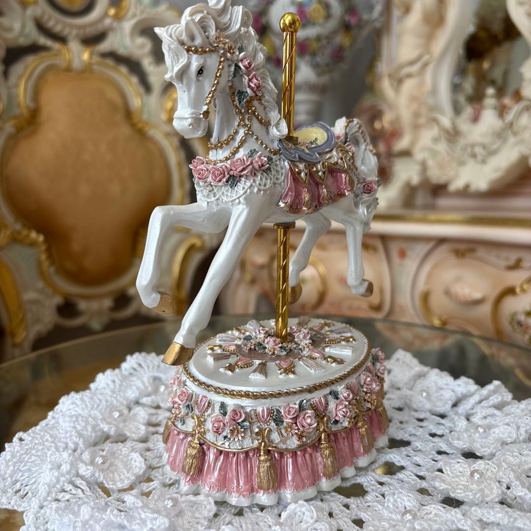 回転式オルゴール 白馬 ルブの森★