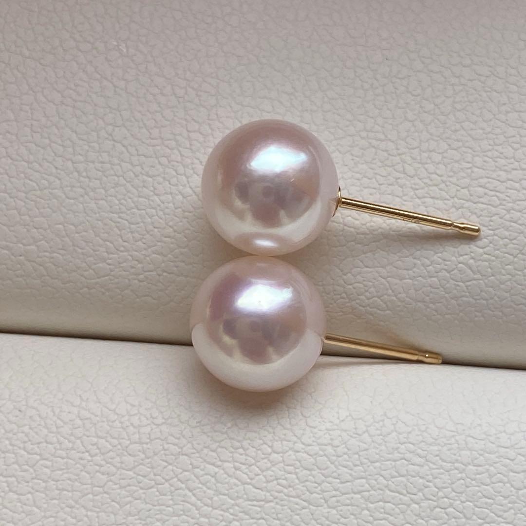 1929 美品❣️天女級のテリ❣️K18❣️あこや真珠7.5-8mm ピアス