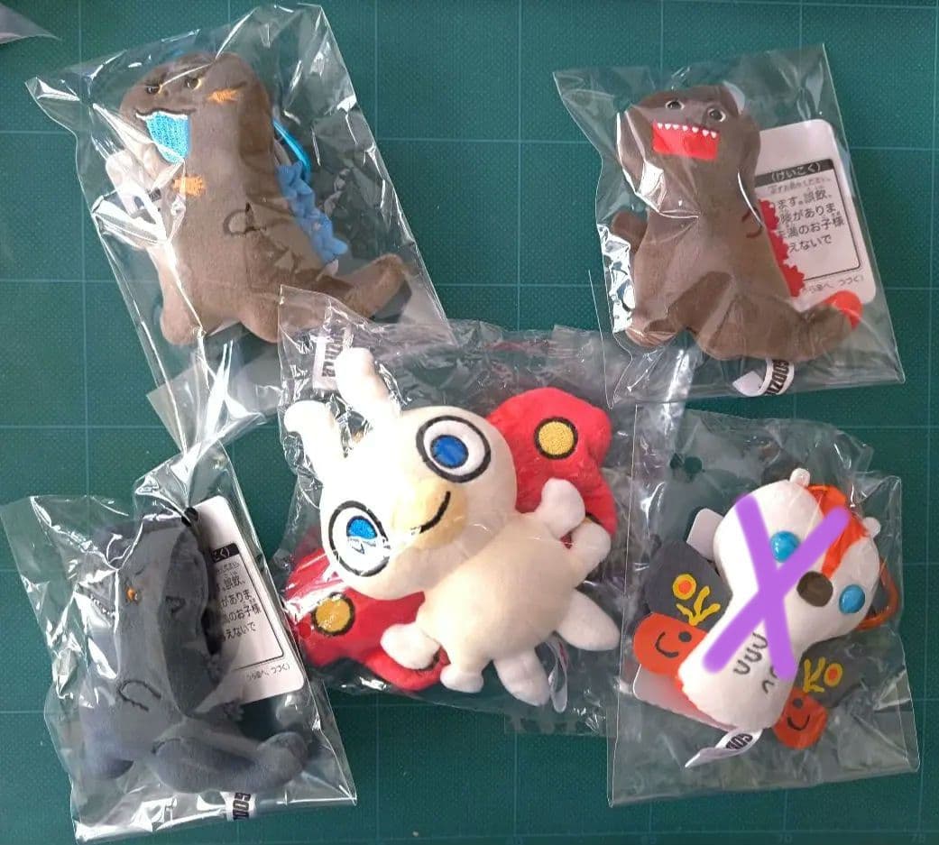 【新品】ゴジラかも。 カラビナマスコットぬいぐるみ 5体セットコレクションに最適