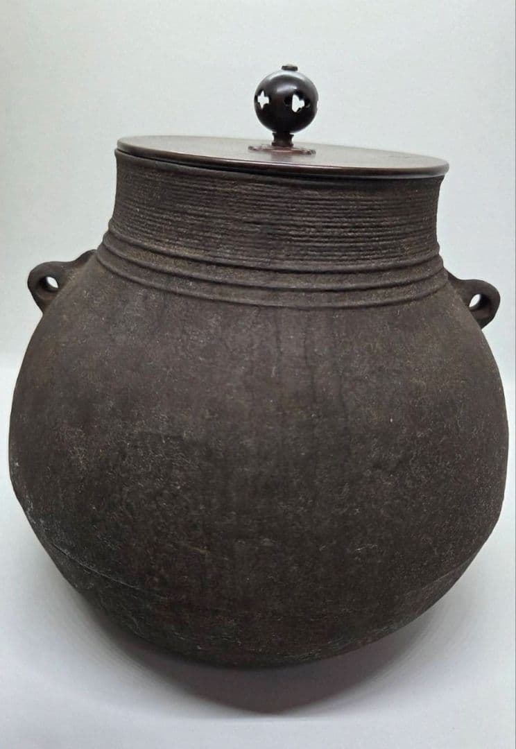 【茶道具】茶釜　鶴首釜唐銅蓋　釜師　十一代堀政弘