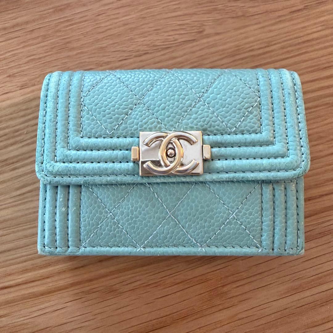 CHANEL ボーイシャネル 三つ折り財布 ミントグリーン