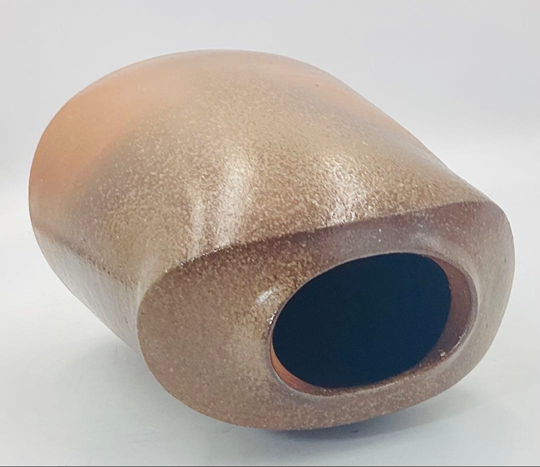 ★ 伊勢崎創先生　伊勢崎満先生の三男　備前焼扁壺　共箱　【25】　★