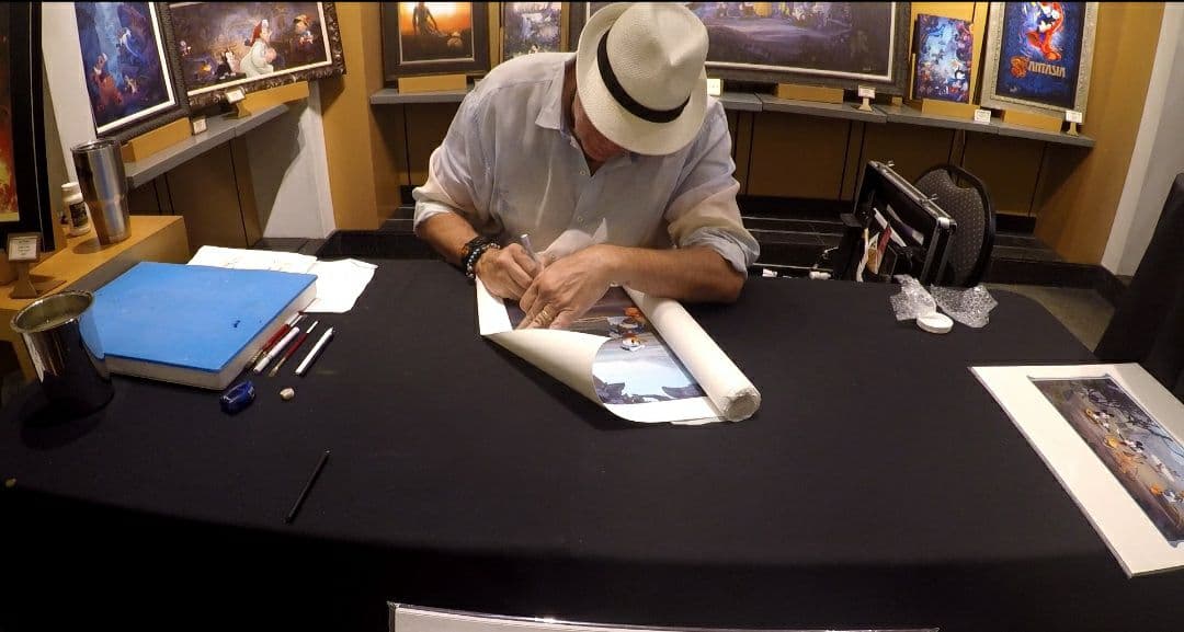 最終値下げディズニーハワイアンホリデー絵画ディズニー公認画家ウィリアムサイン入り