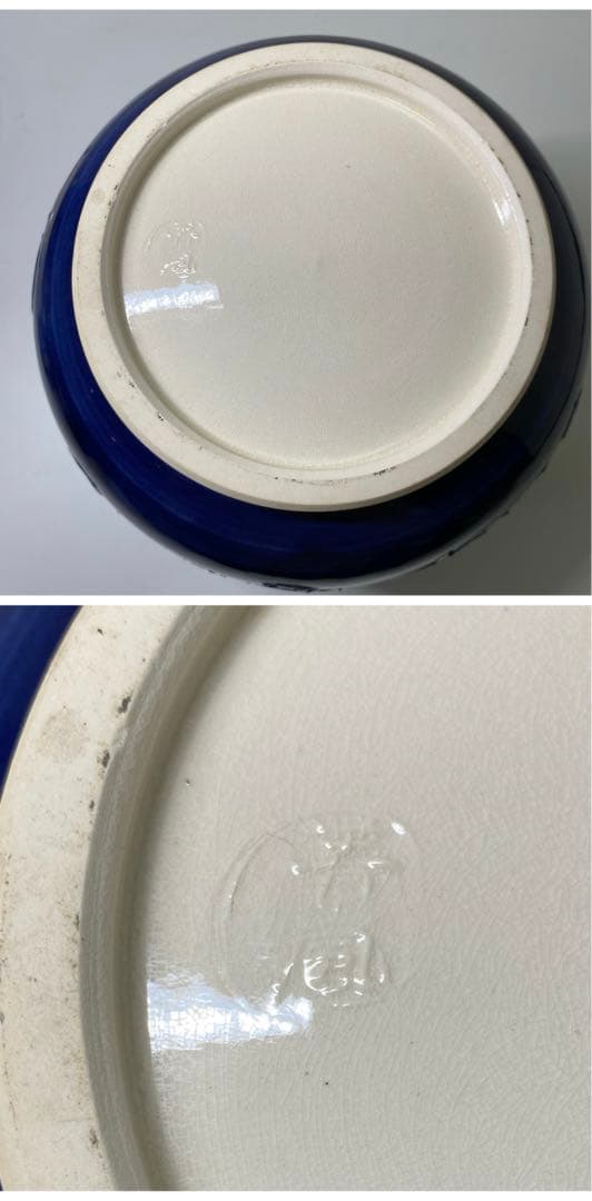 【茶道具】谷口菁嵐造　紺地交趾菊唐草皆具（共箱）