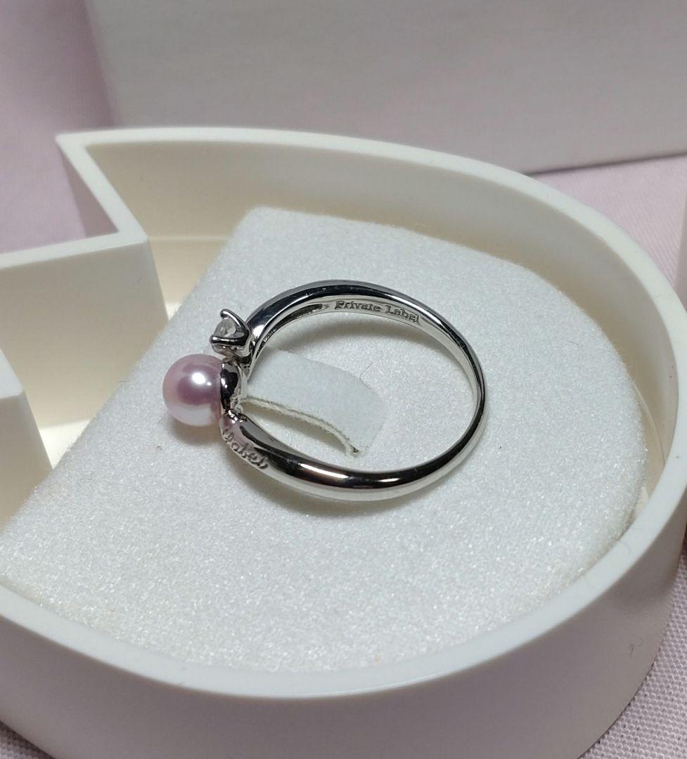 Private Label ダイヤモンド、ピンクパール付きプラチナリング【新品】