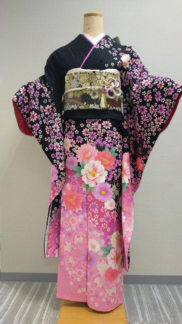 【秀品 美品振袖＋袋帯 2点セット】 74－1034