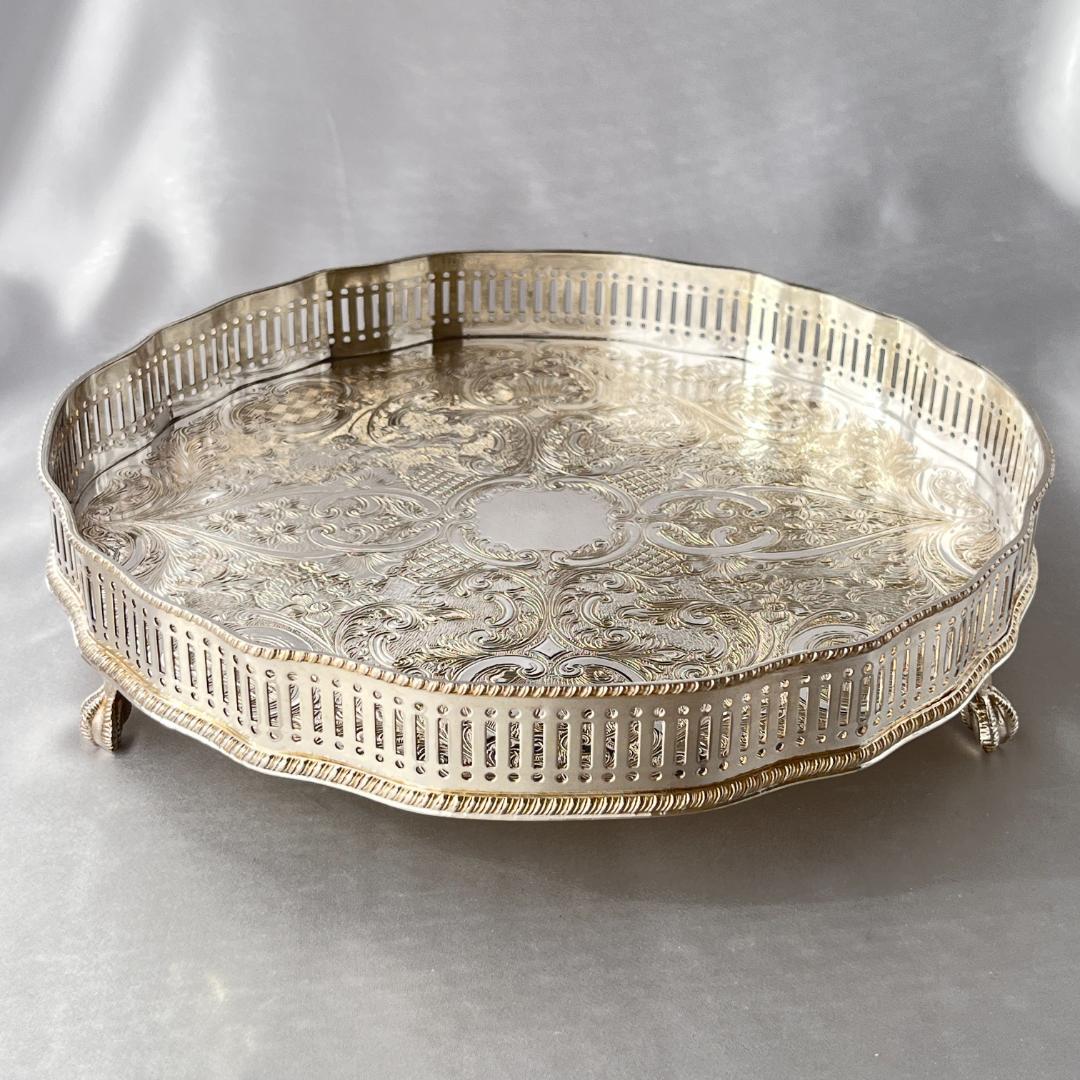 【英国】 ギャラリートレー サークル型 25cm クロウフット