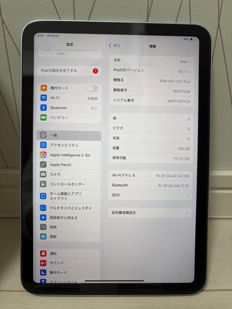 iPad mini 第7世代 A17 pro 128GB ブルー